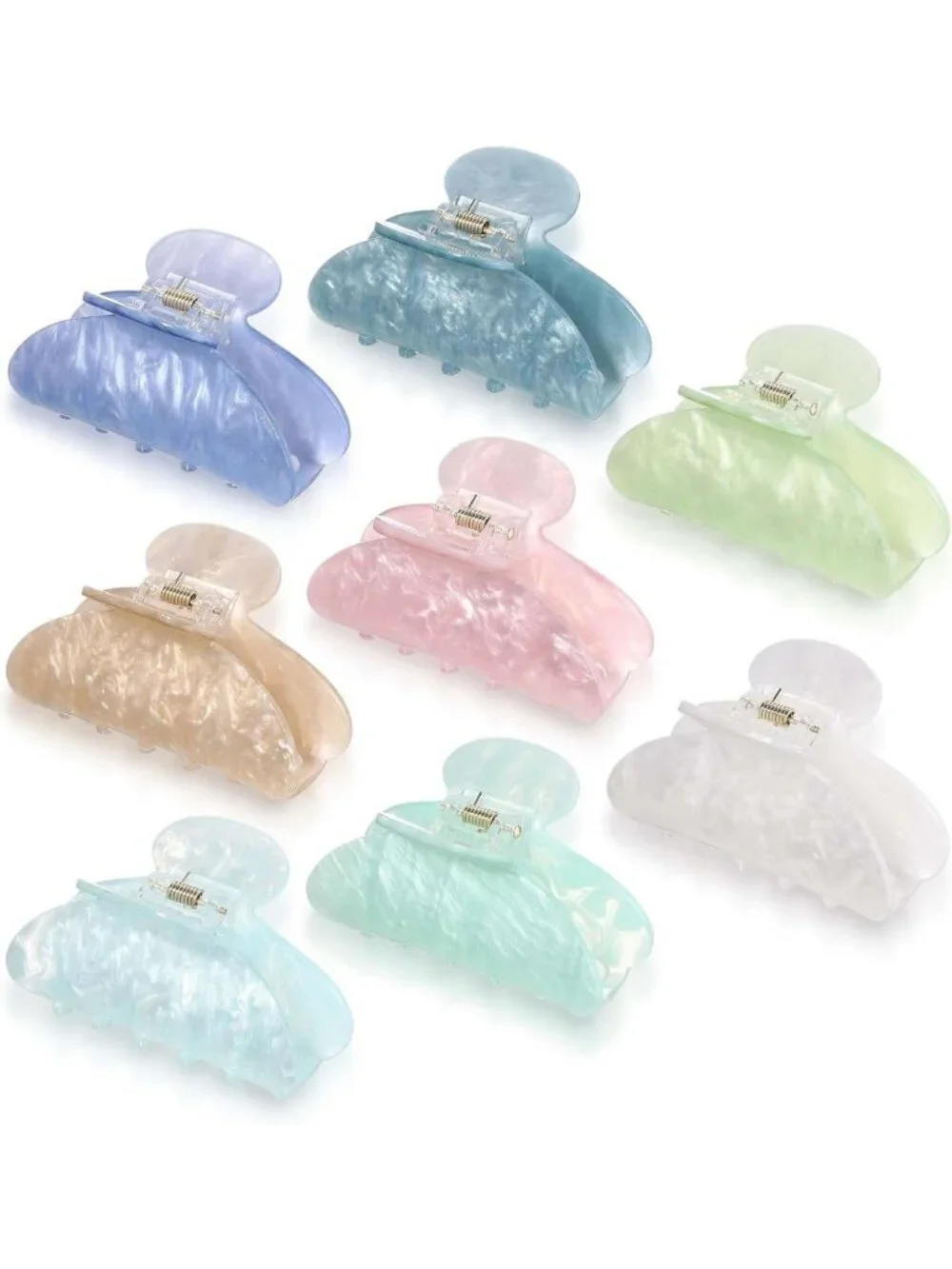 8 Large Marble Acrylic Hair Claw Clips - Colorful Hair Accessories for All